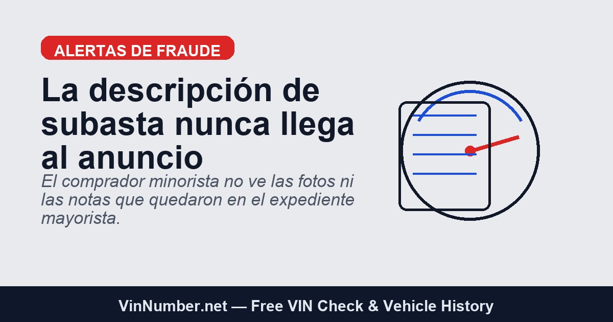 La descripcion de subasta permanece en el registro mayorista