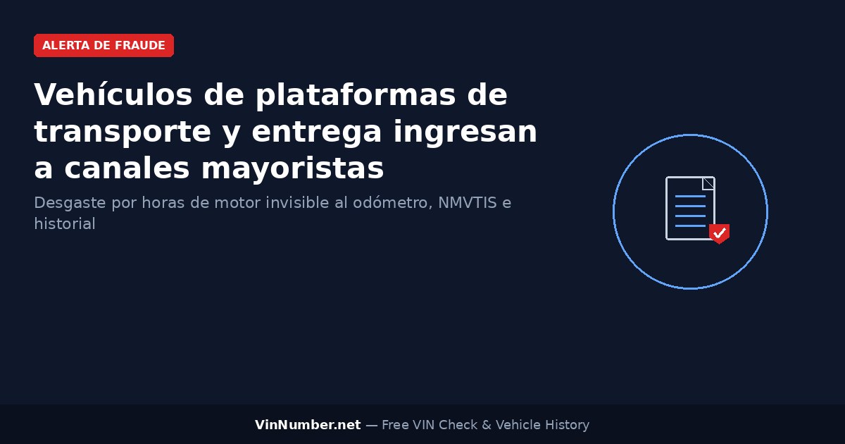 Vehículos de plataformas de transporte y entrega ingresan a canales mayoristas con perfiles de desgaste que ningún sistema de verificación está diseñado para detectar