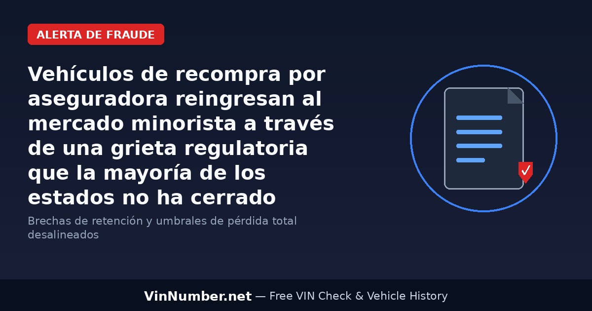 Vehículos de recompra por aseguradora reingresan al mercado minorista a través de una grieta regulatoria que la mayoría de los estados no ha cerrado