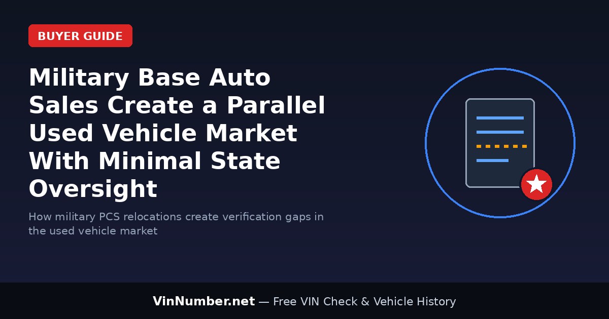 Military Base Auto Sales Create a Parallel Used Vehicle Market With Minimal State Oversight