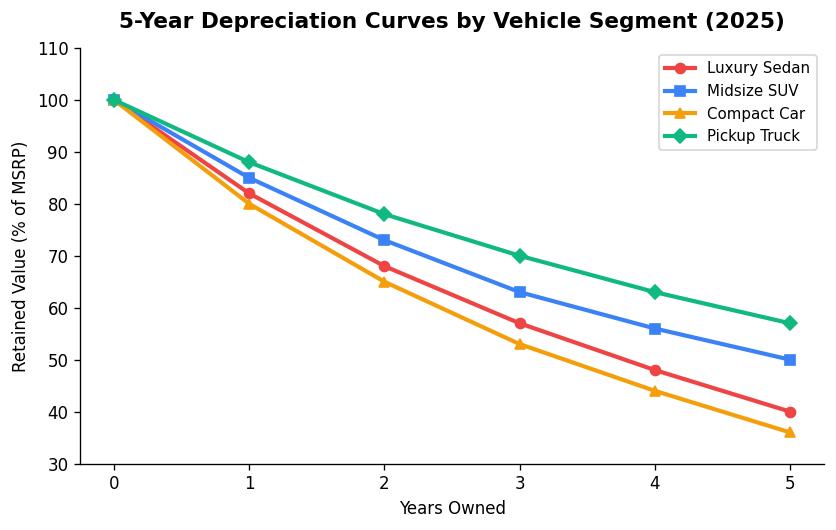 5-Year Depreciation Curves by Vehicle Segment 2025