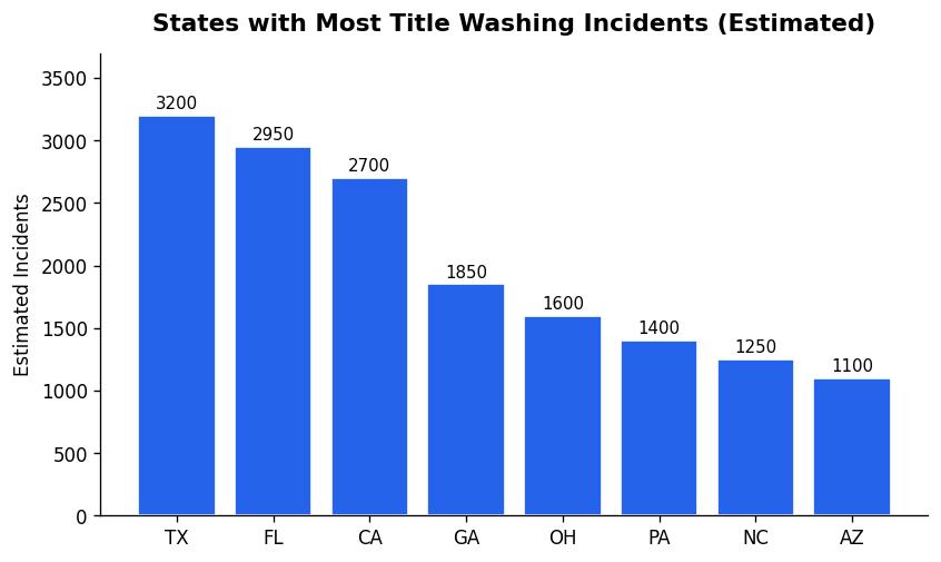 States with Most Title Washing Incidents (Estimated)