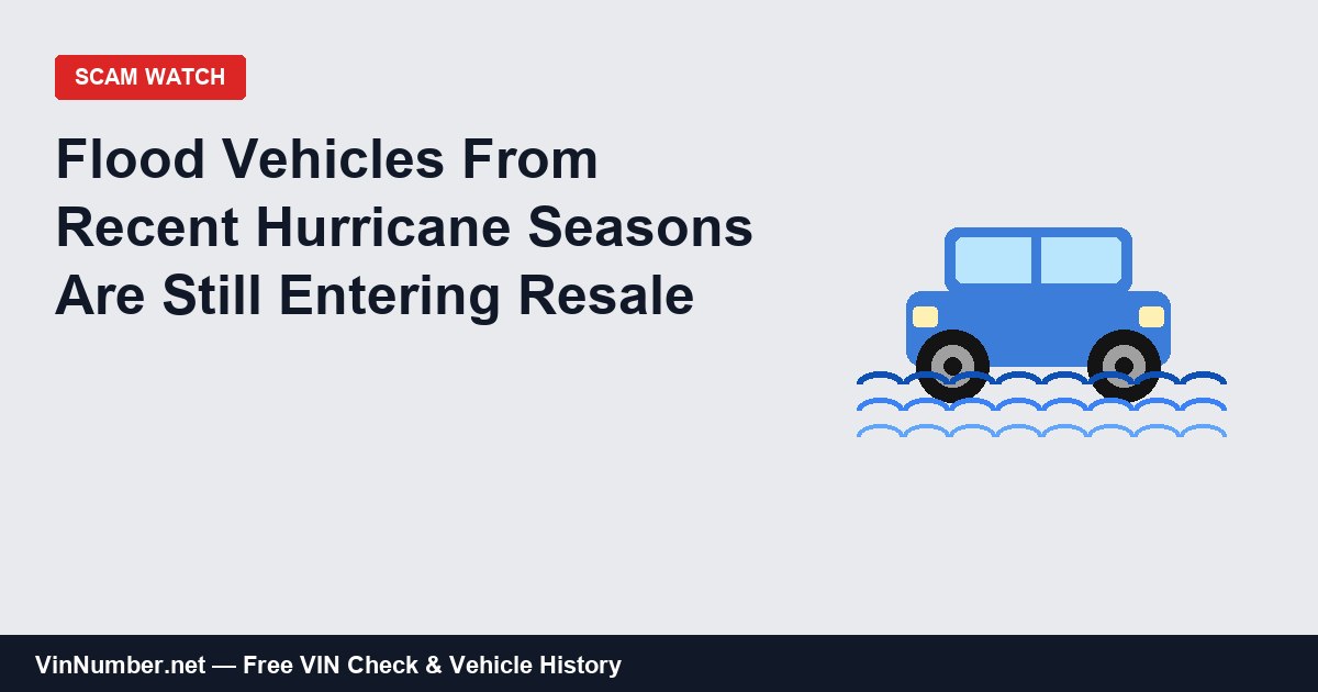 Flood Vehicles From Recent Hurricane Seasons Are Still Entering Resale