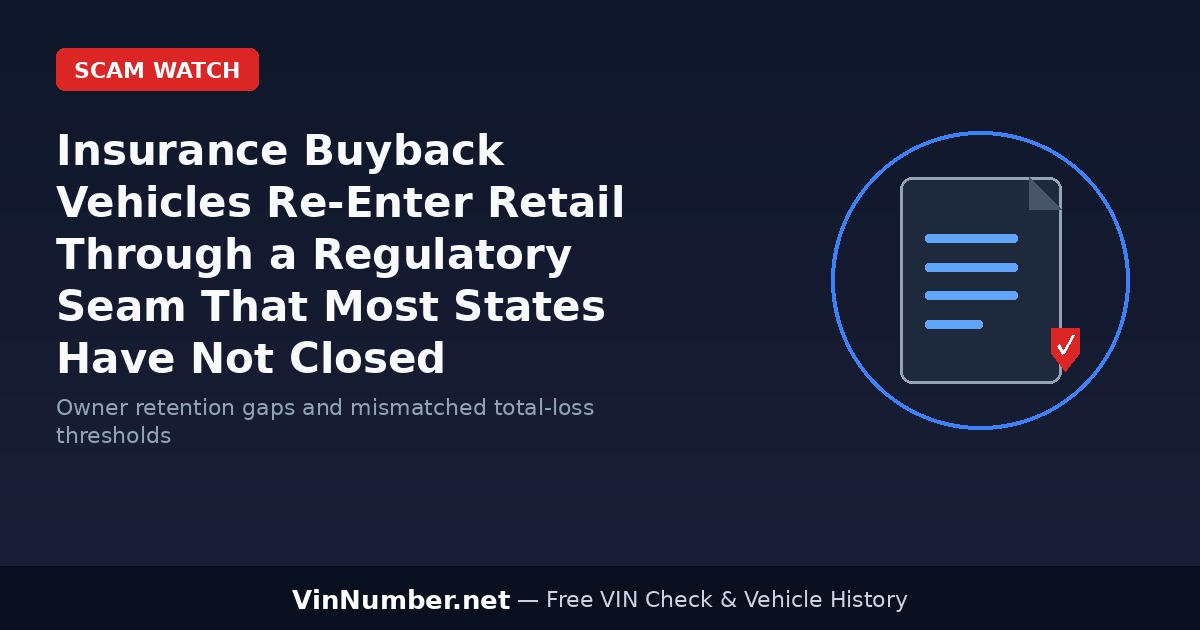 Insurance Buyback Vehicles Re-Enter Retail Through a Regulatory Seam That Most States Have Not Closed