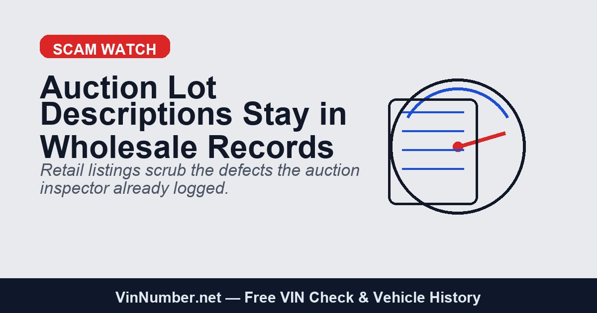 Auction Lot Descriptions Stay in the Wholesale Record and the Retail Listing Tells a Different Story
