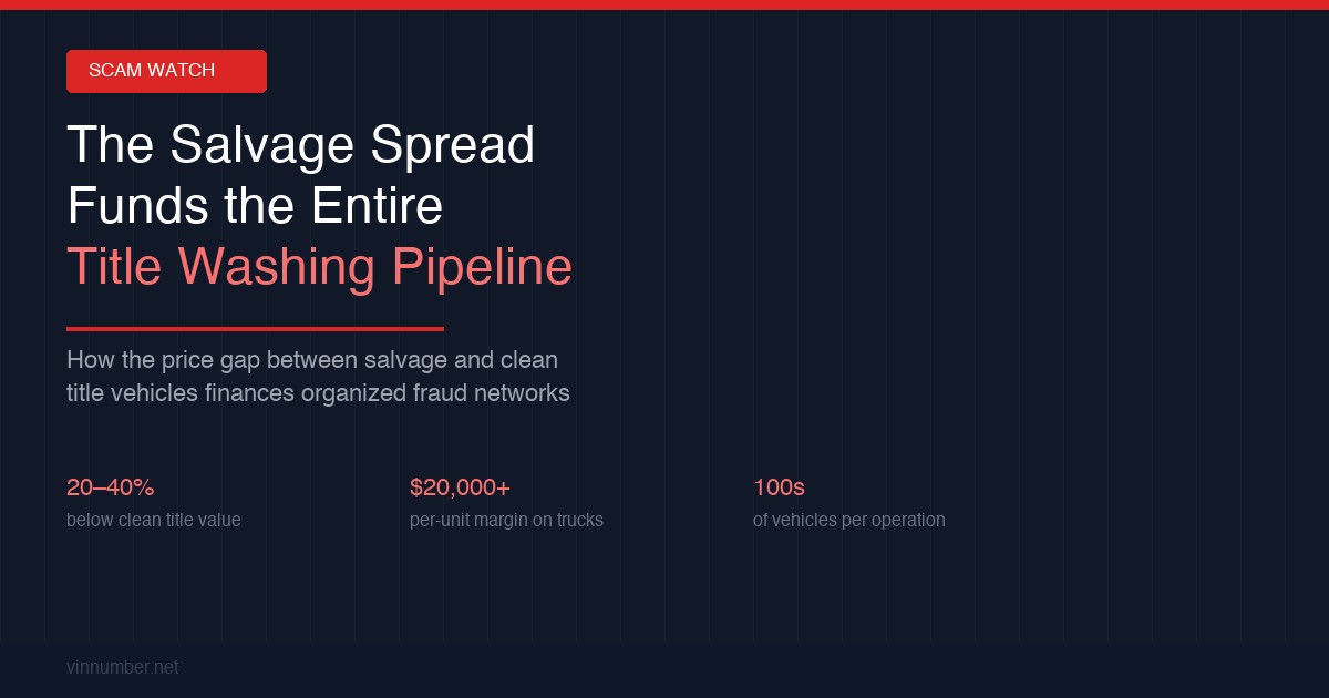 The Salvage Title Spread Funds the Title Washing Pipeline