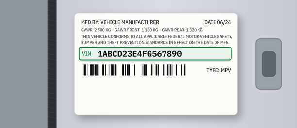 Illustration of a vehicle certification label showing the VIN