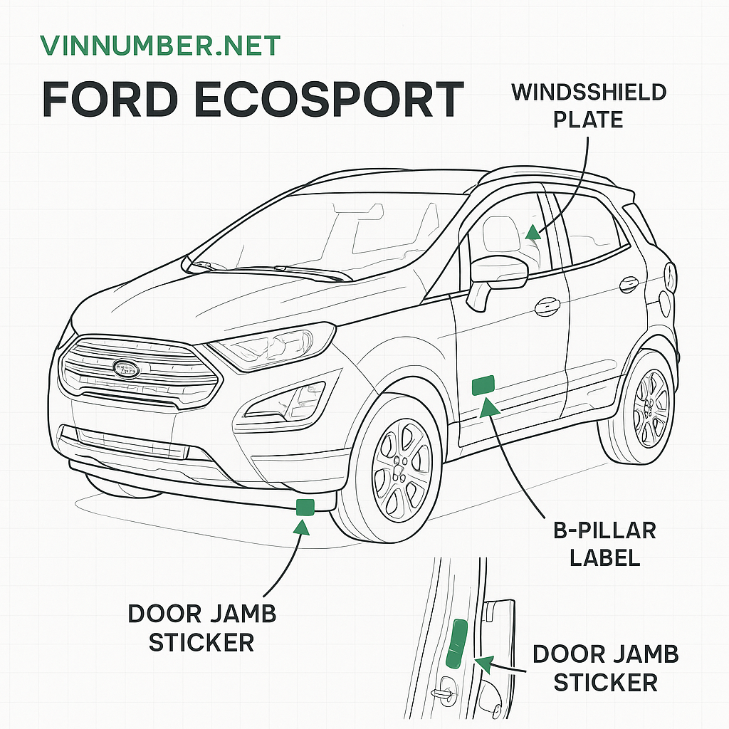 Ford EcoSport VIN number locations diagram
