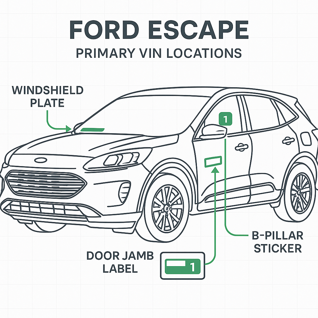 Ford Escape VIN number locations diagram