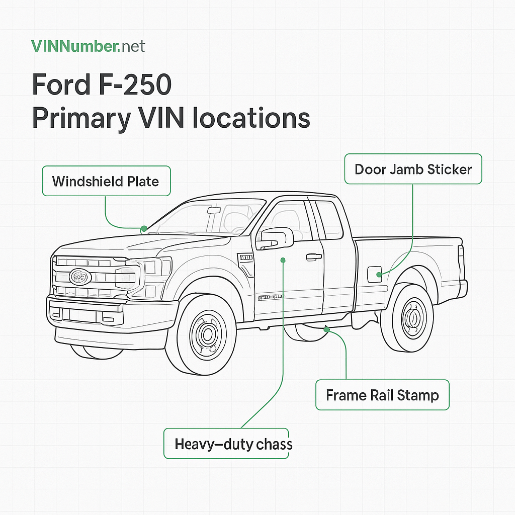 Ford F-250 VIN number locations diagram