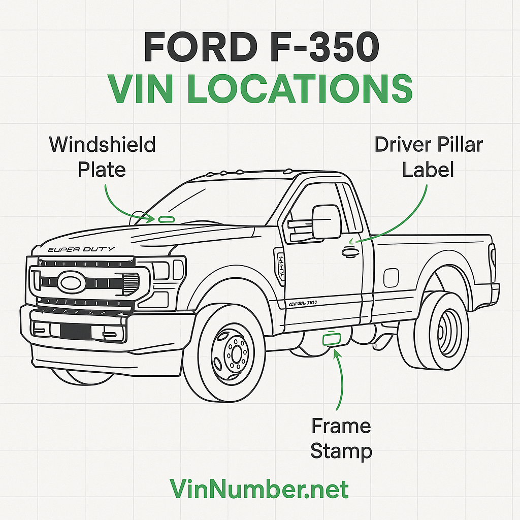 Ford F-350 VIN number locations diagram
