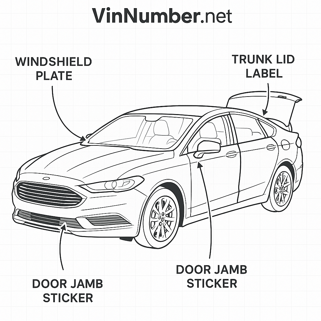 Ford Fusion VIN number locations diagram