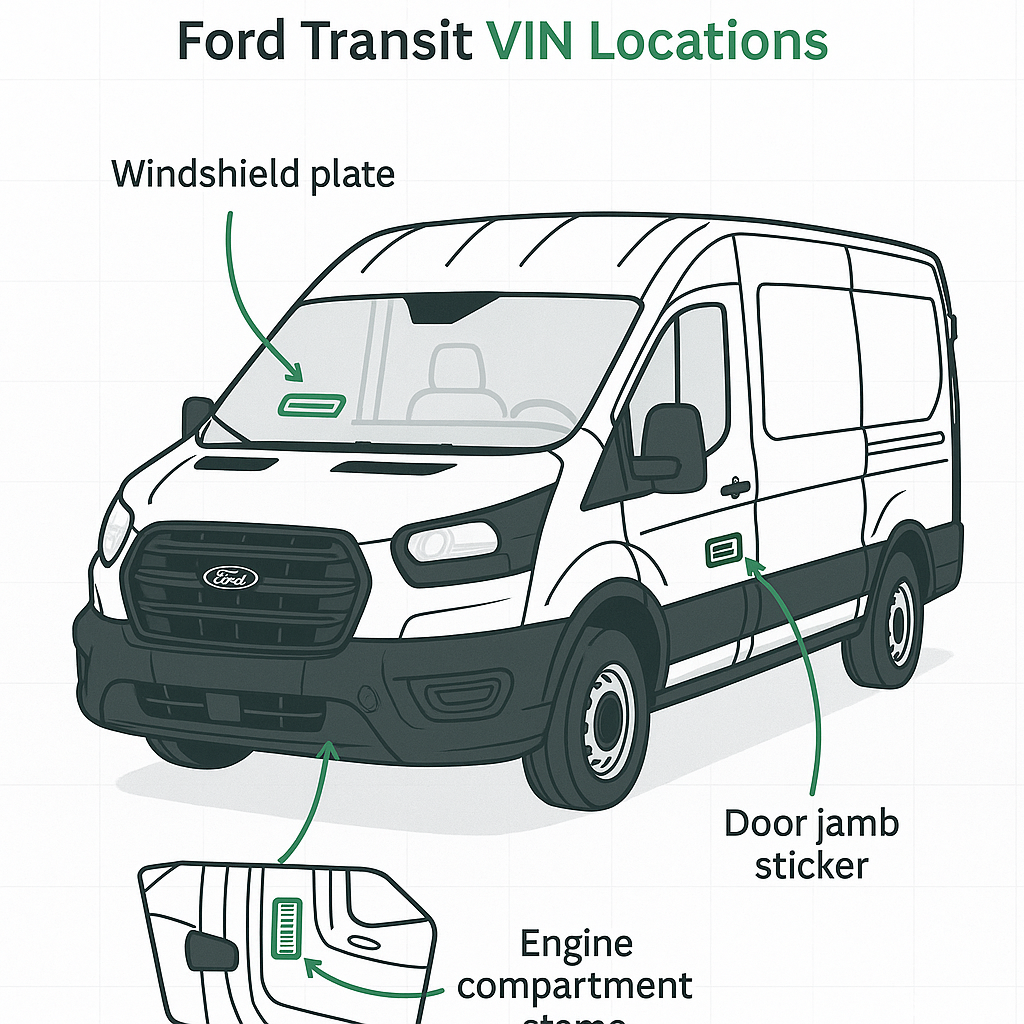 Ford Transit VIN number locations diagram